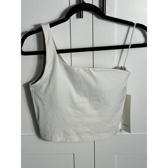 Lululemon Tops - Lululemon Ribbed Nulu Asymmetrical Yoga Tank White Size 8 NWT Built In Bra